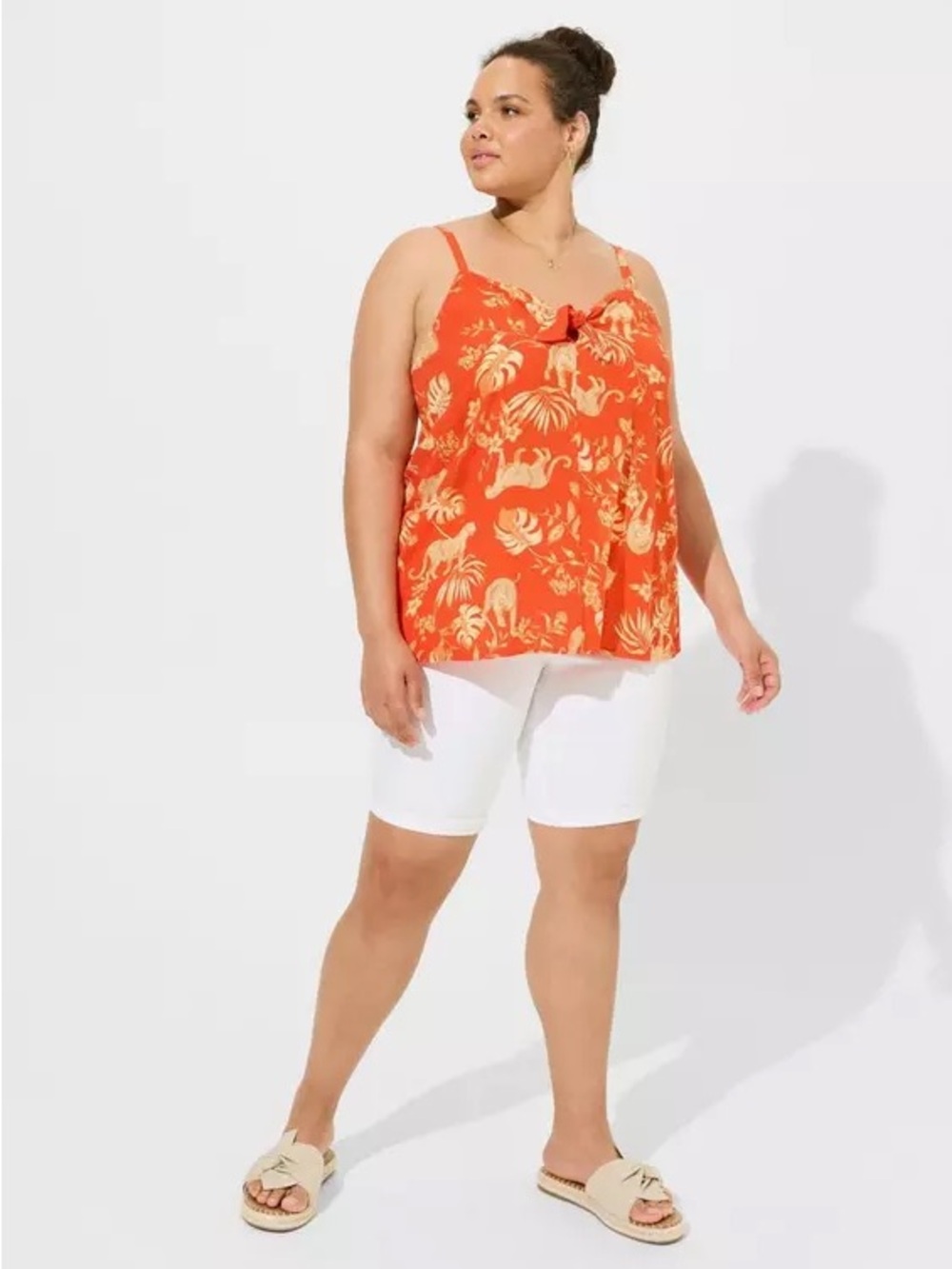 NWT Torrid Orange Tropical Gauze Tie Front Swing Cami Tank Top Flowy Plus Size 3
